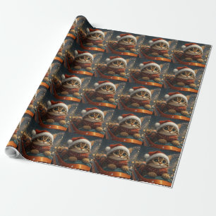 Bengal Cat Roller Coaster Christmas Wrapping Paper