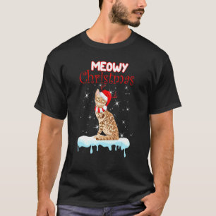 Bengal Cat Santa Hat Christmas T-Shirt