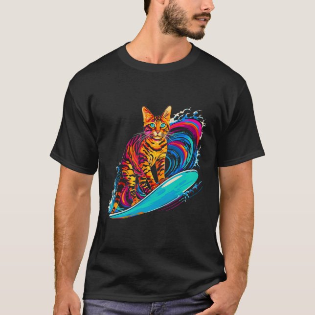 Bengal Cat Surfer T-Shirt (Front)
