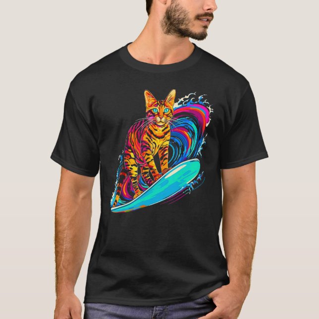 Bengal Cat Surfer T-Shirt (Front)