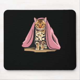 Bengal Cat Under A Pink Blanket Sticker  Mouse Pad