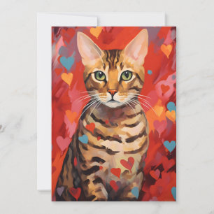 Bengal cat Valentine's day  Holiday Card