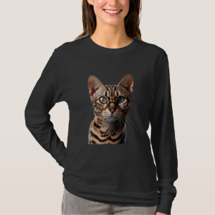 Bengal Cat Wearing Glasses T-Shirt