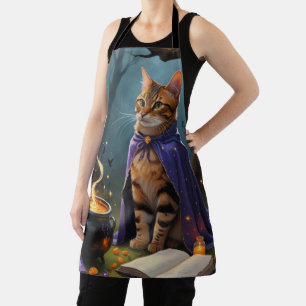 Bengal Cat Whimsical Halloween Painting Apron