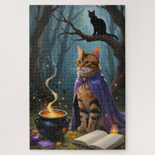 Bengal Cat Whimsical Halloween Painting  Jigsaw Puzzle