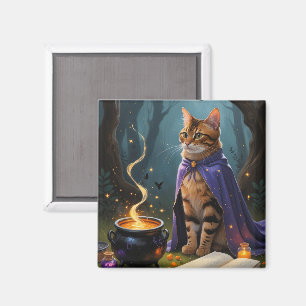 Bengal Cat Whimsical Halloween Painting Magnet