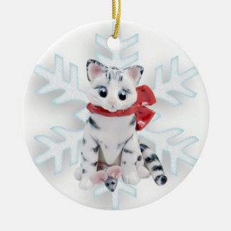 Bengal Cat White Grey Ornament