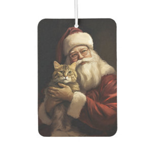 Bengal Cat with Santa Claus Festive Christmas Car Air Freshener