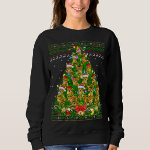 Bengal Cat Xmas Lighting Tree Bengal Cat Ugly Chri Sweatshirt