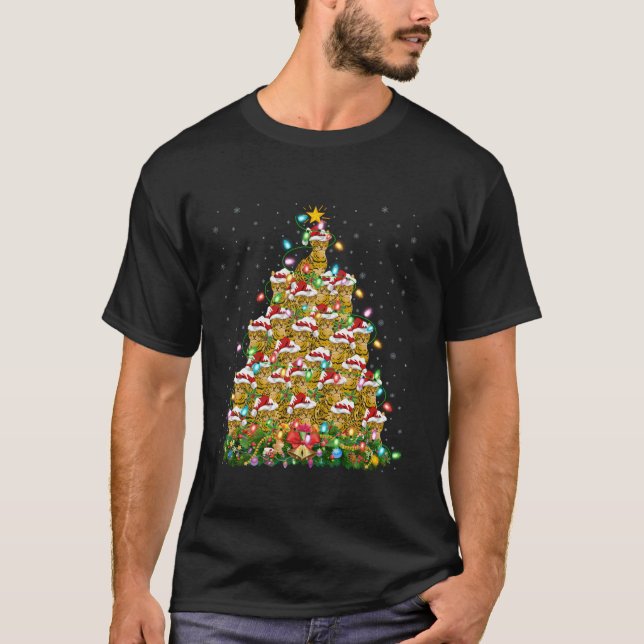 Bengal Cat Xmas Tree Lighting Santa Bengal Cat Chr T-Shirt (Front)