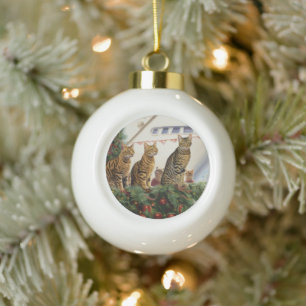 Bengal Cats Christmas Cruise: Pawsome Holiday Ceramic Ball Christmas Ornament