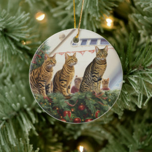 Bengal Cats Christmas Cruise: Pawsome Holiday Ceramic Ornament