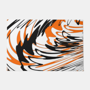 Bengal Colors Squiggly Orange and Black Lines Doormat