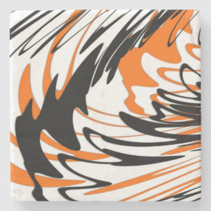 Bengal Colors Squiggly Orange and Black Lines Stone Coaster