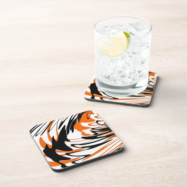 Bengal Colours Squiggly Orange and Black Lines Coaster (Right Side)