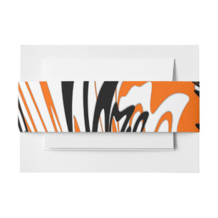 Bengal Colours Squiggly Orange and Black Lines Invitation Belly Band
