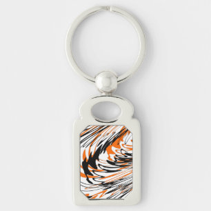 Bengal Colours Squiggly Orange and Black Lines Key Ring
