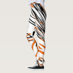 Bengal Colours Squiggly Orange and Black Lines Leggings