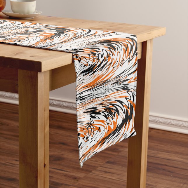 Bengal Colours Squiggly Orange and Black Lines Long Table Runner (In Situ)