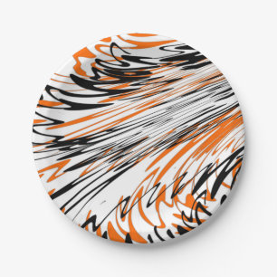 Bengal Colours Squiggly Orange and Black Lines Paper Plate
