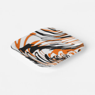 Bengal Colours Squiggly Orange and Black Lines Paper Plate