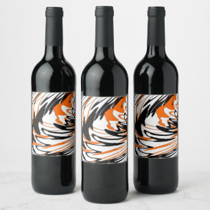Bengal Colours Squiggly Orange and Black Lines Wine Label