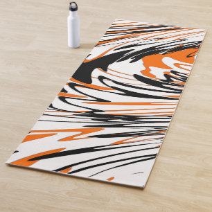 Bengal Colours Squiggly Orange and Black Lines Yoga Mat
