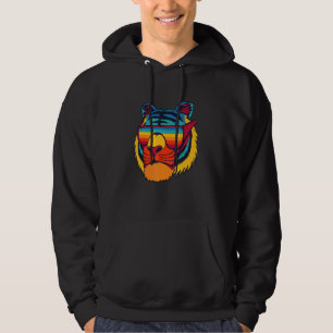 Bengal Cool Tiger Glasses Vintage Colourful Tiger Hoodie