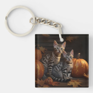 Bengal Kitten Autumn Delight Pumpkin  Key Ring