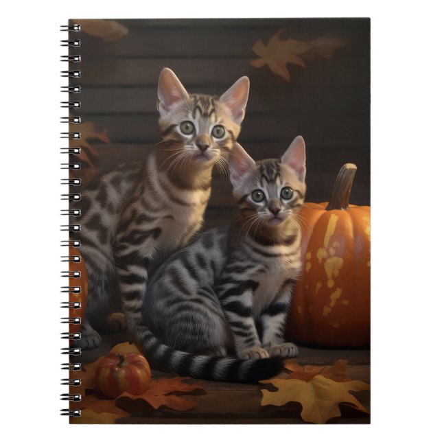 Bengal Kitten Autumn Delight Pumpkin  Notebook (Front)