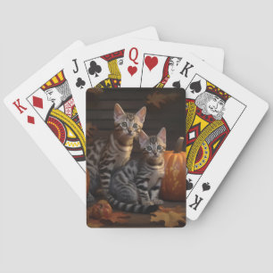 Bengal Kitten Autumn Delight Pumpkin  Playing Cards