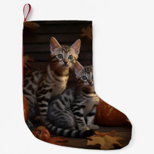 Bengal Kitten Autumn Delight Pumpkin Small Christmas Stocking