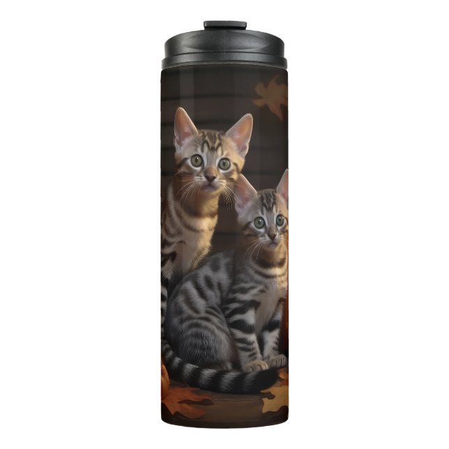 Bengal Kitten Autumn Delight Pumpkin  Thermal Tumbler (Front)