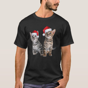 Bengal Kitten Cute Santa Hat Funny Cat Christmas G T-Shirt