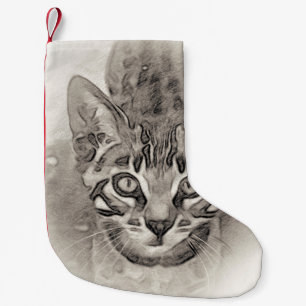 Bengal Kitten Drawing Small Christmas Stocking