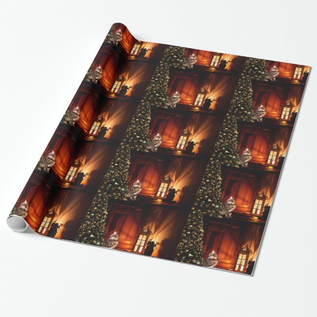 Bengal Kitty Christmas Wrapping Paper (Unrolled)