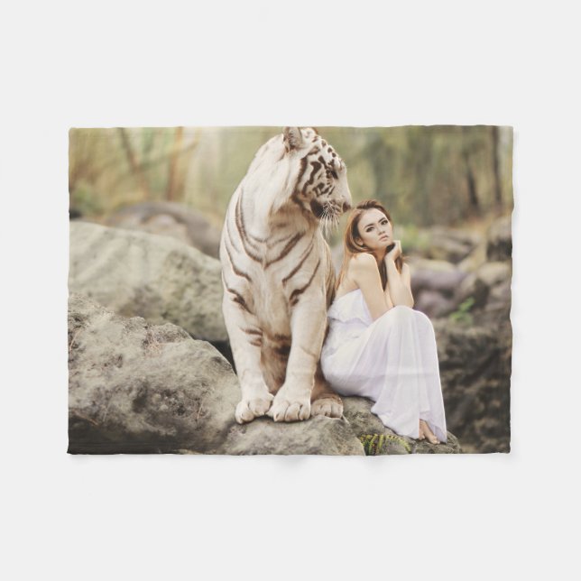 Bengal Tiger and Lady Fleece Blanket (Front (Horizontal))