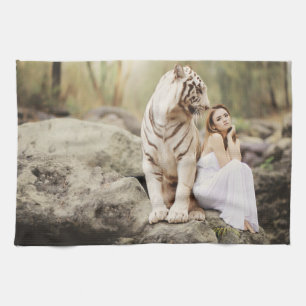Bengal Tiger and Lady Tea Towel