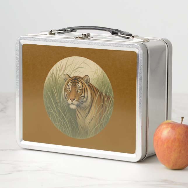 Bengal Tiger Brown Metal Lunchbox (In Situ)