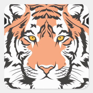 bengal tiger head square sticker