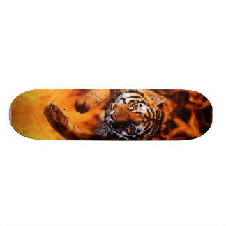 Bengal-Tiger-Jumping-Flames Skateboard