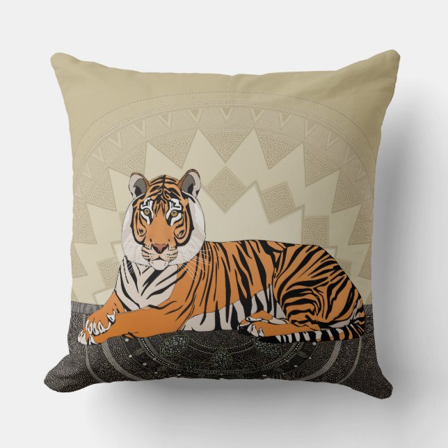 bengal tiger mandala bamboo cushion (Front)