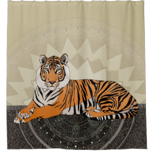 bengal tiger mandala bamboo shower curtain