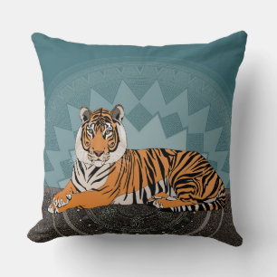 bengal tiger mandala blue cushion