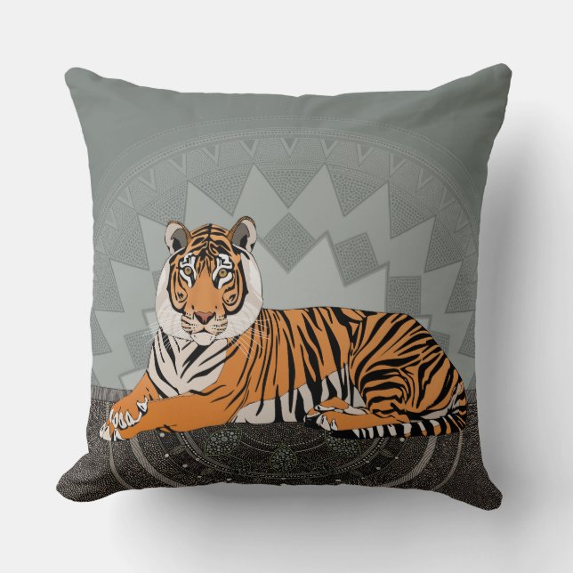 bengal tiger mandala lichen cushion (Front)