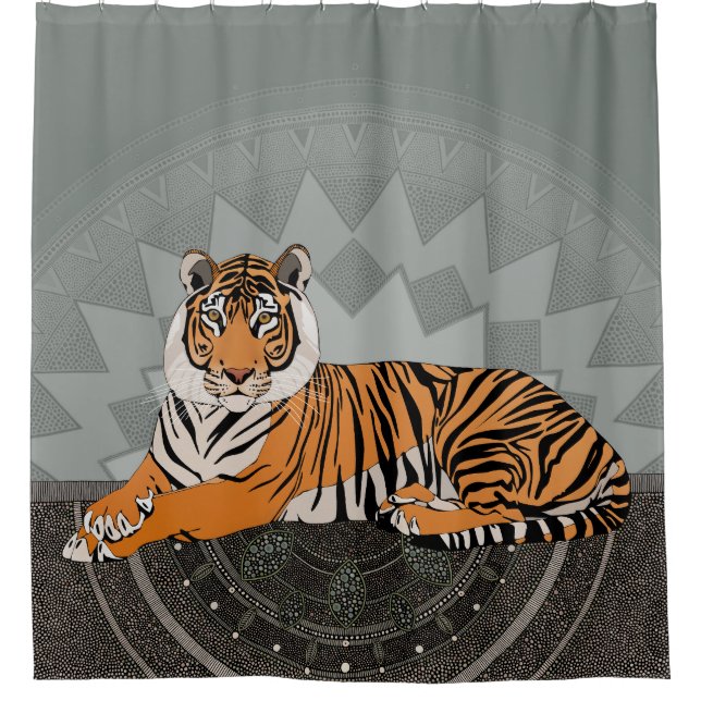 bengal tiger mandala lichen shower curtain (Front)