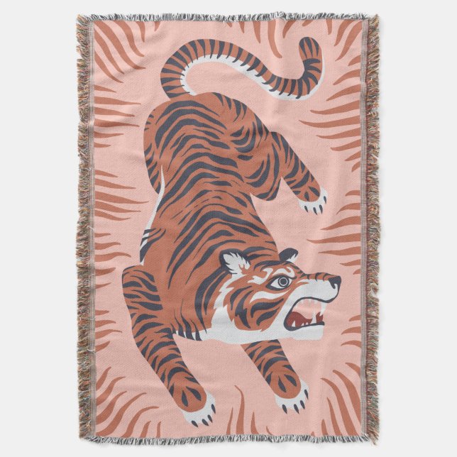 Bengal Tiger on Pink Throw (Front Vertical)