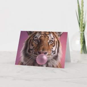 Bengal Tiger Portrait Blowing Pink Bubblegum Card