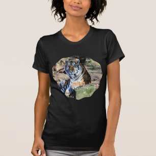 Bengal Tiger Resting on Mossy Forest Rock T-Shirt