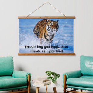 Bengal Tiger runnIng in the beautiful blue ocean  Hanging Tapestry